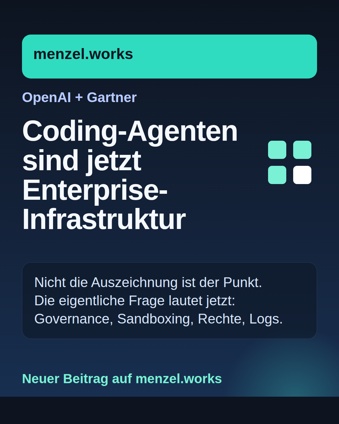 Grafik zum Beitrag über OpenAI, Gartner und Enterprise-Coding-Agenten